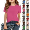 thumbnail image 4 of CCRFTGI Shirts for Children Girls Size 10-12 Short Sleeve Casual Ribbed Tee Shirt Fashion 2026 Summer Shirts Basic Crew Neck Tees Gifts for Girls Black 9-10 Years, 4 of 4