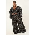 thumbnail image 4 of Pants for Women Loose Wide Leg Pants Leopard Print Tie Cardigan Lantern Sleeve Top Fashion Set, 4 of 6