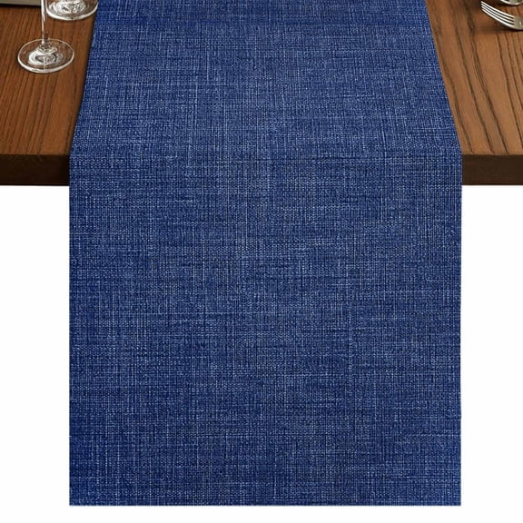 Vintage Navy Blue Table Runner 72 Inches Long,Farmhouse Retro Dark Solid Color Linen Texture Cotton Linen Table Runners Dresser Scarves,Tabletop Scarf Furniture Cover for Home Dinner Party 13"x72"