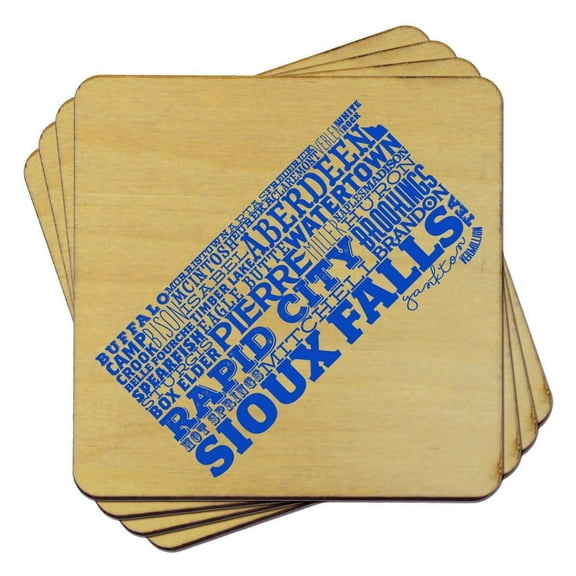 Torched South Dakota Typography Coaster Drink Beer Coaster 4"x4" Multicolor