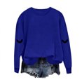 thumbnail image 3 of TKLPEHG Womens Halloween Sweatshirt Fashion Halloween Graphic Long Sleeve Crewneck Loose Fit Fall Clothes Casual Comfy Pullover (Blue,L), 3 of 5