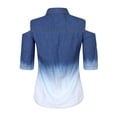 thumbnail image 2 of Richie House Women's Short Sleeve Cotton Denim Blouse RHW2508, 2 of 5