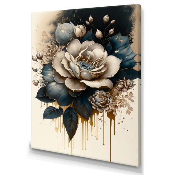 Designart Black And White Rose Design III Canvas Wall Art