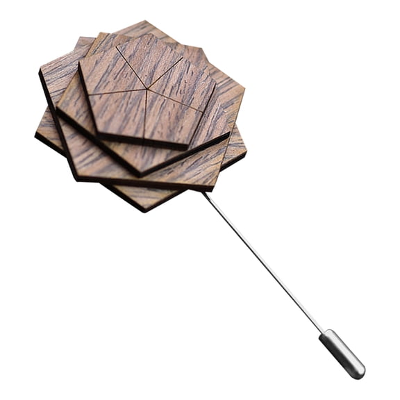 Masteelf Brown Floral Lapel Pin for Men Suits Made of Wood and Zinc Alloy Adds Elegance to Formal Occasions