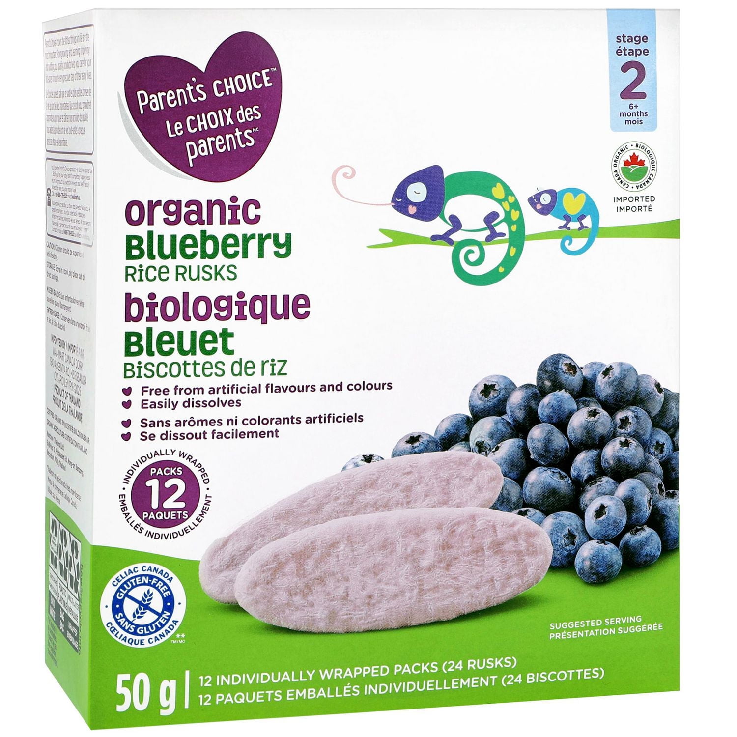 Parent’s Choice Organic Blueberry Rice Rusks, 50 g - Walmart.ca