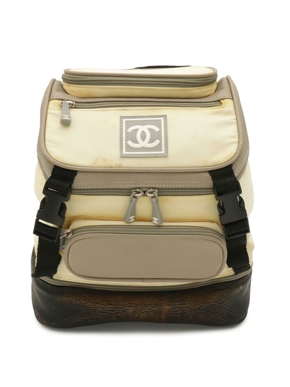 Pre-Owned CHANEL Sport Line Coco Mark Backpack, Rucksack, Nylon & Rubber, Ivory, Black Gray,...