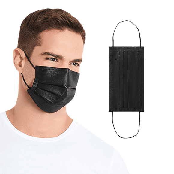 Cubrebocas Hokins negro desechables tricapa 50 piezas Hokins Negro