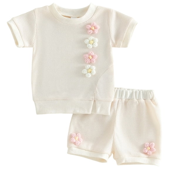 Toddler Baby Girls Summer Clothes Letter Short Sleeve T-shirt Top Shorts Sets Cute Newborn Infant Outfits 6M-3T Girls Summer Set 1-4 Years,2-3 Years