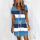 thumbnail image 4 of mfyjkho Vestidos para mujer, Vestido de mujer de color liso con cuello redondo y manga corta hasta la pantorrilla Vestidos de playa para mujer m, 4 of 6