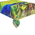 thumbnail image 2 of BSDHOME Peacock Cotton Linen Tablecloth 60x84 inches Tablecover Desk Table Cloth For Dining Room, Tea Table, Picnics, Parties, 2 of 5