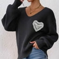 thumbnail image 4 of Lenpel Sweaters for Women Trendy V Neck Lantern Long Sleeve Chunky Knit Pullover Tops Casual Loose Fashion Sweaters(Black,X-Large), 4 of 7