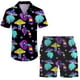 thumbnail image 2 of Conjunto retro psicodélico de los años 80 y 90 con estampado de setas mágicas, camisa 3D, pantalones cortos casuales de playa de gran tamaño, 2 piezas, estilo hawaiano para vacaciones para hombres, 2 of 5