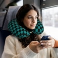 thumbnail image 6 of KLL Black And Teal Checkerboard Pattern Memory Foam Cervical Neck Pillow Versatile U-Shaped Pillows for Home/Office/Camping/Travelling/Soft Washable Cover, 6 of 8