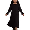 thumbnail image 2 of Weebloom Girl Dresses Long Sleeve Elegant Dress With Floral Lace Hem Round Neck Pure Color Party Gown Celebrations Brown Girls Dresses, 2 of 4