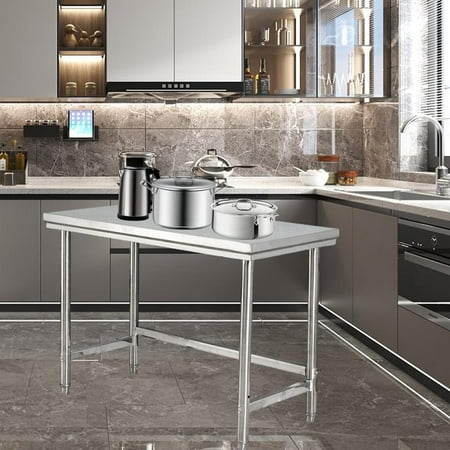 

Flroha Stainless Steel Table Stainless Steel Table for Prep & Work with Backsplash 24x20x31 Inches Metal Commercial Kitchen Table with Adjustable Under Shelf and Table Foot