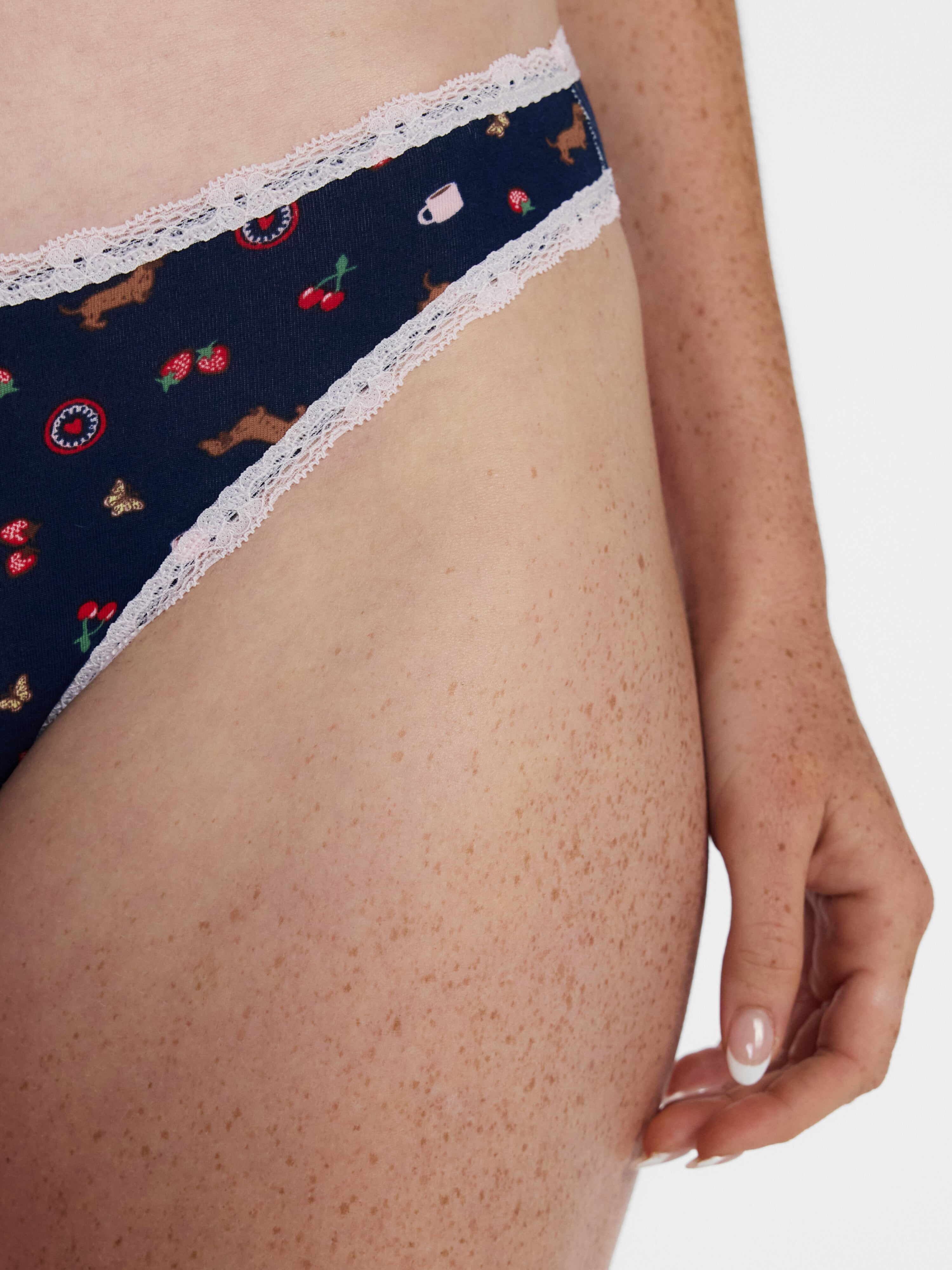 No Boundaries Cotton Stretch Cheeky Panties with Lace, 3 Pack, Women's XS-XXXL