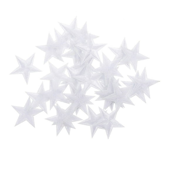 RENACLIPY 50Pcs Star Iron on Patches White Embroidery for Clothes Shoes Accessories