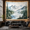 thumbnail image 6 of Misty Mountain Lake Surrounded by Forest, Peaceful Watercolor for Nature Lovers Forest Landscape Wall Art Housewarming Gift Tapestry Wall Hanging for Bedroom and Living Room, 6 of 7