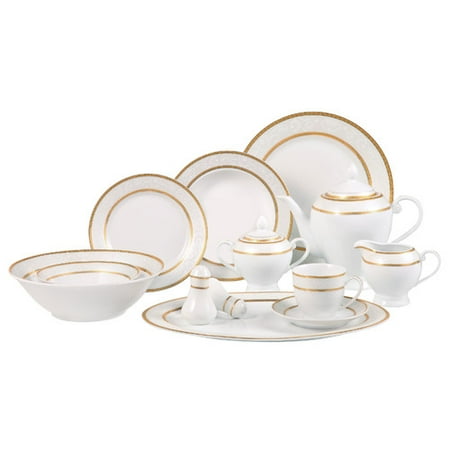 Christmas Dinnerware - Lorren Home Trends Amelia 57 Piece Dinnerware Set, Service for 8