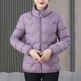 thumbnail image 5 of LEBONYARD Women's Trendy Zip-Up Hoodless Stand Collar Short Length Down Jacket Long Sleeve Solid Colored Pocket Ladies Winter Warm Puffer Jacket Coat, 5 of 6