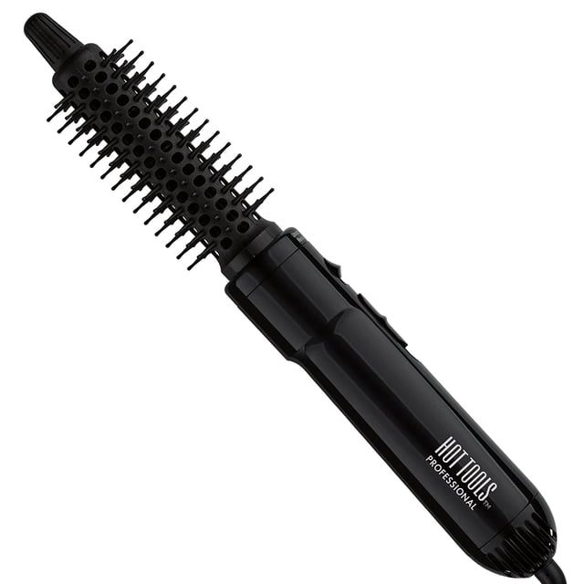 HOT TOOLS Professional Hot Air Styling Brush - 1-inch barrel with ball-tipped bristles for gentle hair grip. A versatile hair styling tool with tangle-free curl release, high/low heat settings, and a removable brush sleeve for easy cleaning. Ideal for curling and styling hair effortlessly.