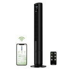 HOLMES 42" SmartConnect WI-FI Digital Tower Fan, ClearRead Display, Alexa Voice Control, 90^0 Oscillation, 5 Speeds, 4 Modes, 8-Hour Timer, Home, Bedroom or Office, Remote Control, Matte Black