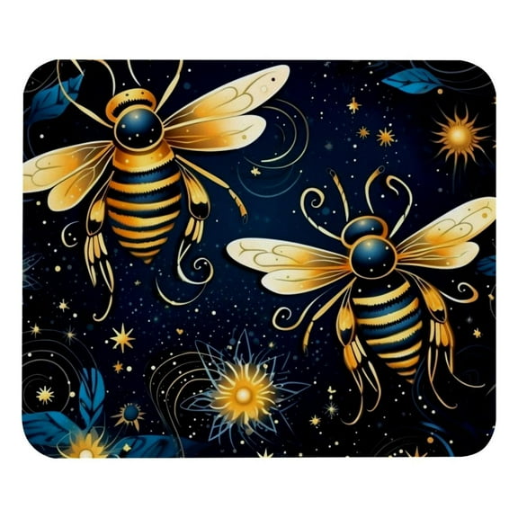 Mouse Pad, Anti-Slip Rubber Mouse-pad for Gaming Office Laptop Computer Men Women Kids, Cute Custom Pattern Mouse Mat, Starry Bee Design