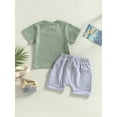 thumbnail image 5 of Toddler Baby Boy Summer Clothes Western Pattern Short Sleeve T Shirt Tops and Drawstring Shorts Playwear Outfits, 5 of 10