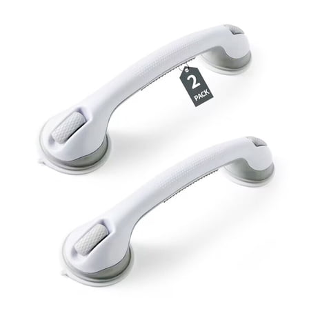 Behome 2 Pack Shower Grab Bar, 16’’ Suction Shower Handles for Bathtubs and Showers, Removable Handrails for Seniors Elderly, No Drilling