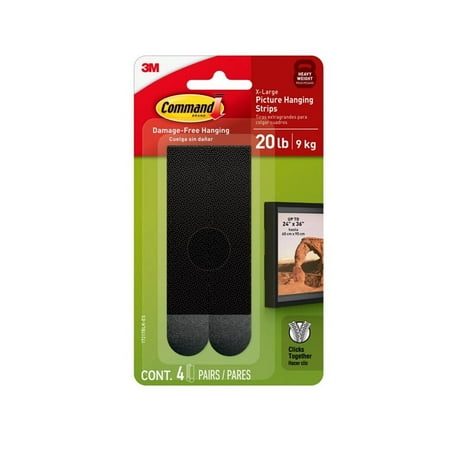 

4PC 3M 3M 17217BLK-ES Command Picture Hanging Strips Black