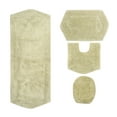 thumbnail image 2 of Home Weavers Waterford Collection 100% Cotton Non-Slip Bathroom Rug Set Machine Washable Toilet Lid Cover, U Shaped Contour, Bathroom Rug, Runner, Green Color 4 Piece Bath Rug set, 2 of 8