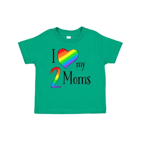 

Inktastic I Love My Two Moms- Pride Rainbow Heart Gift Baby Boy or Baby Girl T-Shirt
