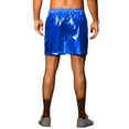 thumbnail image 3 of Pantalones cortos metálicos INSPIRE CHIC para hombres con cordón elástico, holográficos, brillantes y llamativos, con bolsillo, 36 azul, 3 of 5