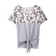 thumbnail image 1 of Tops de manga corta con cuello en V y estampado de leopardo a rayas para mujer OAVQHLG3B Store  lin121212, 1 of 4