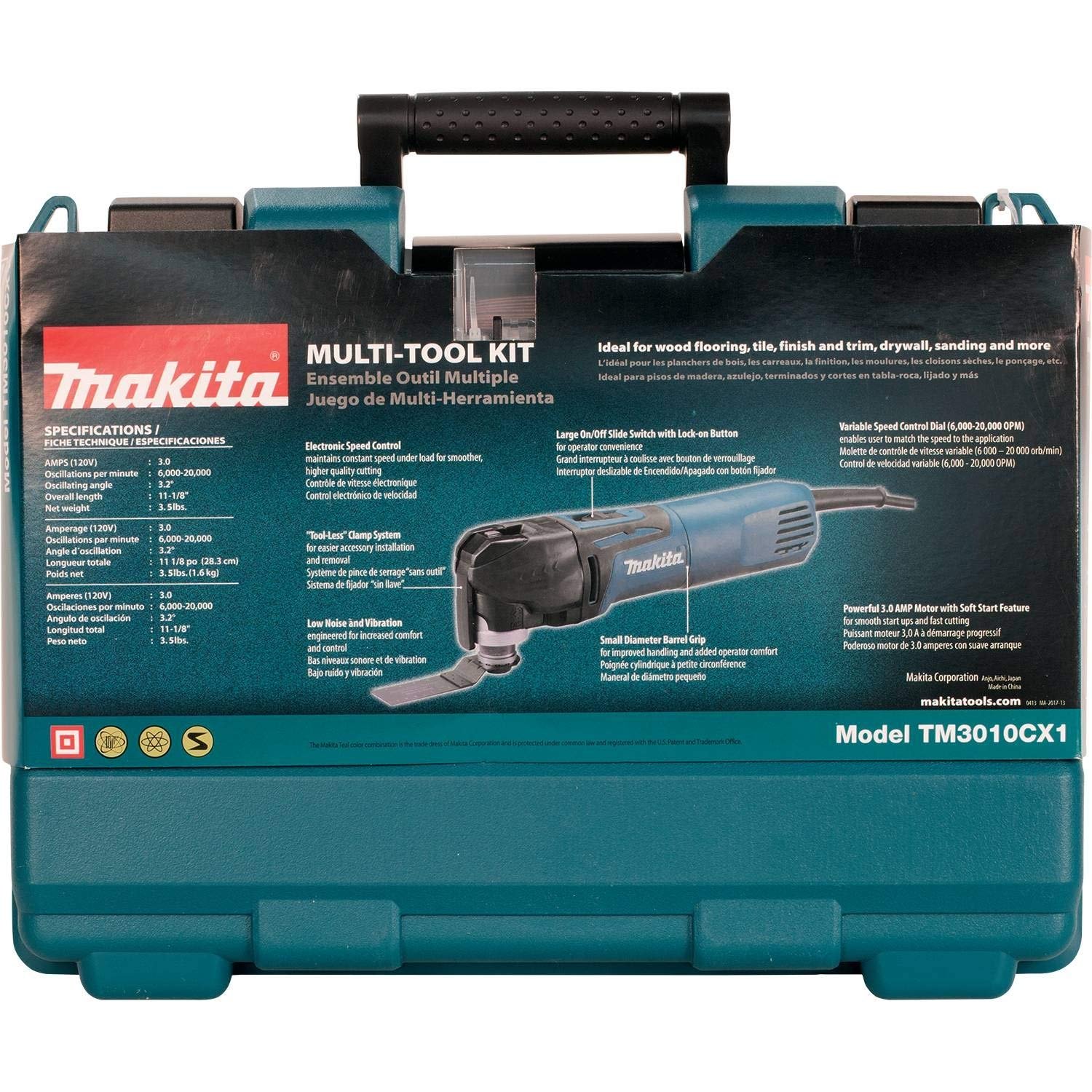 Makita TM3010CX1 3.0 Amp 3.2 Degree Multi Tool with Tool Less Blade Change 