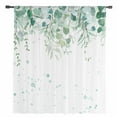 thumbnail image 2 of Teal Botanical Semi Sheer Curtains Drapes for Living Room, Bedroom, French Doors Window 84 Inches Long, Spring Weeping Eucalyptus Leaves Rod Pocket Chiffon Curtain Drapery Voile Draperies Panel, 2 of 6