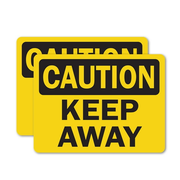 (2 Pack) Keep Away OSHA Caution Sign 5 Inch X 3.5 Inch Vinyl Label Decal Sticker Weather Resistant, UV Protected for Workplace, Business, and Construction Site, Made in the USA