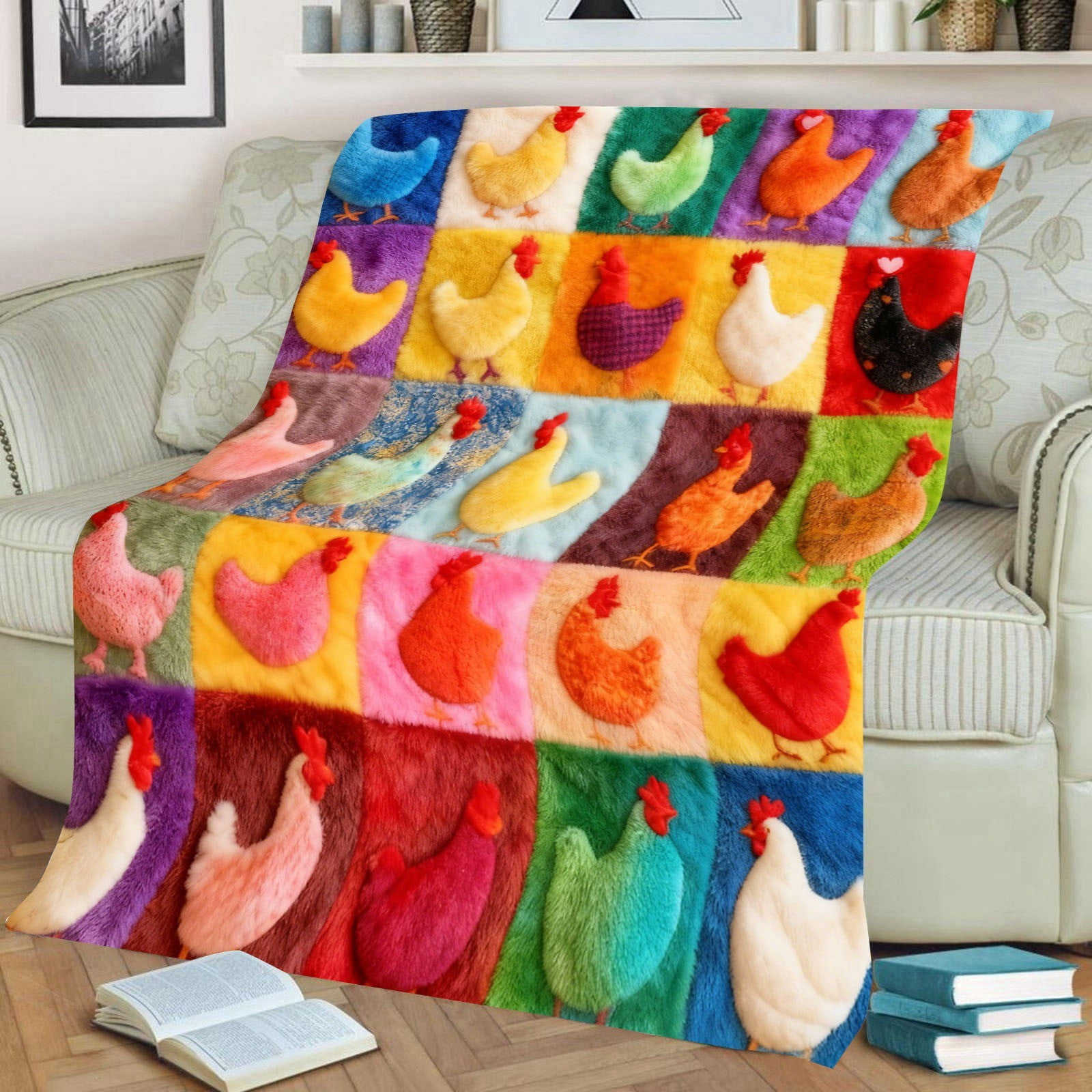 ZZERHUOO Large Heated Blanket Chicken Shaped Blanket Cozy Animal Themed Throw For Kids Adults Cute Unique