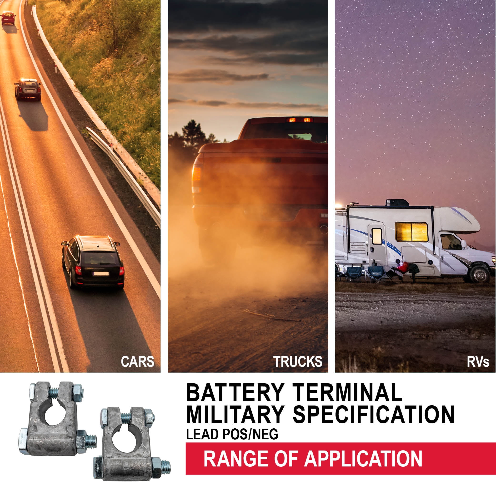 EverStart Battery Terminal Silver Military Specification - Pos/Neg for Battery Extensions