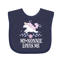 Inktastic Nonnie Loves Me Granddaughter Unicorn Girls Baby Bib