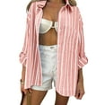 thumbnail image 3 of Women'S Classic-Fit Long Sleeve Shirt Button-Down Long Sleeve Casual Blouse Shirt Pink L, 3 of 8