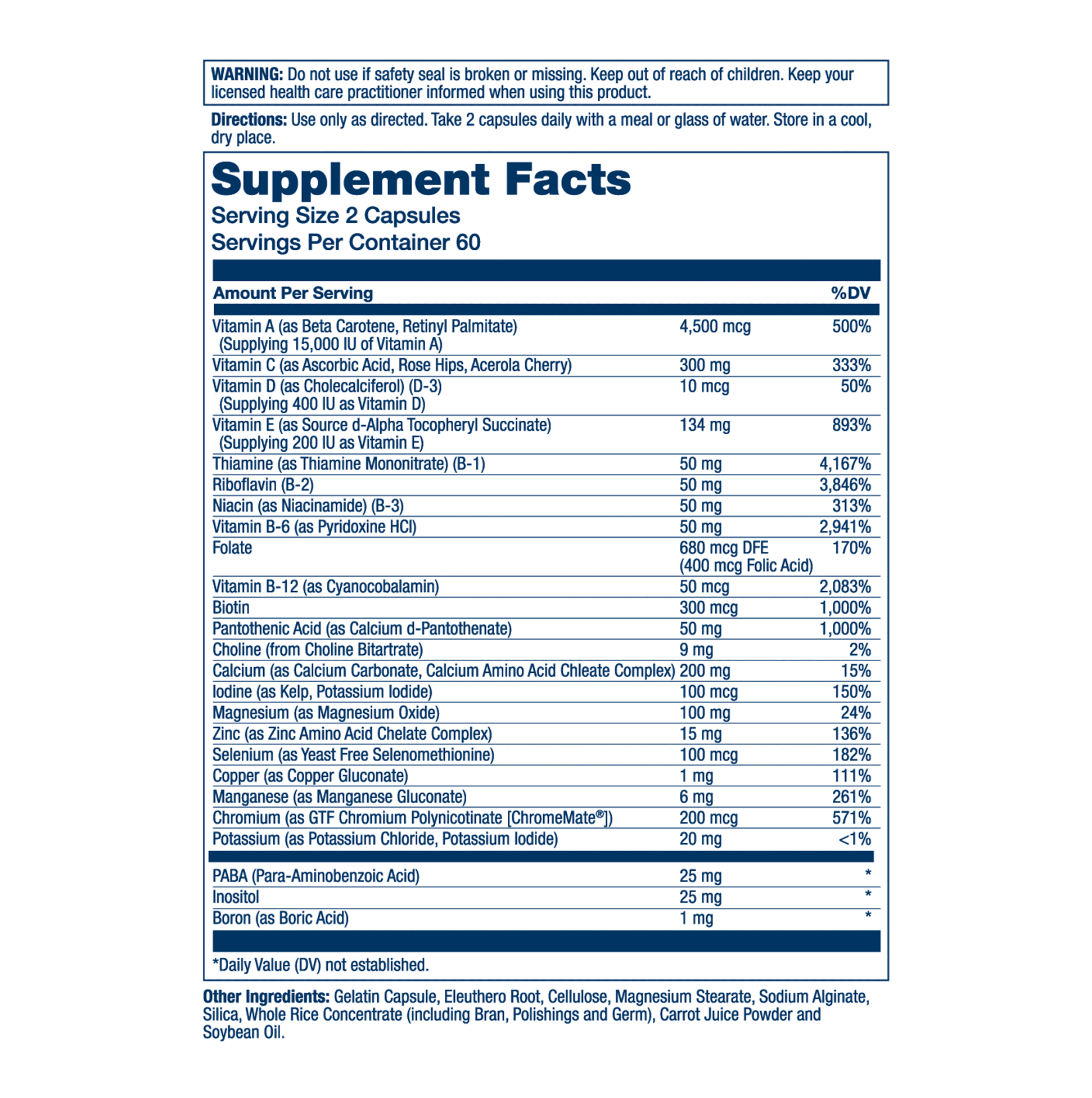 Solaray Multi Energy No Iron, Two Daily Capsules | 120 Count