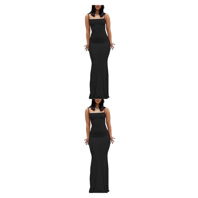 Minnieouse larga Vestido ajustado Ropa de fiesta Tirantes finos Midi Sin mangas Apretado Delgado Piel multicolor Cierre Multiusos Type7 NO7