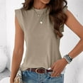 thumbnail image 6 of Htigea Clearance Womens' Crewneck Sleeveless Summer Casual Loose Fit Basic Shirts Khaki,S, 6 of 6