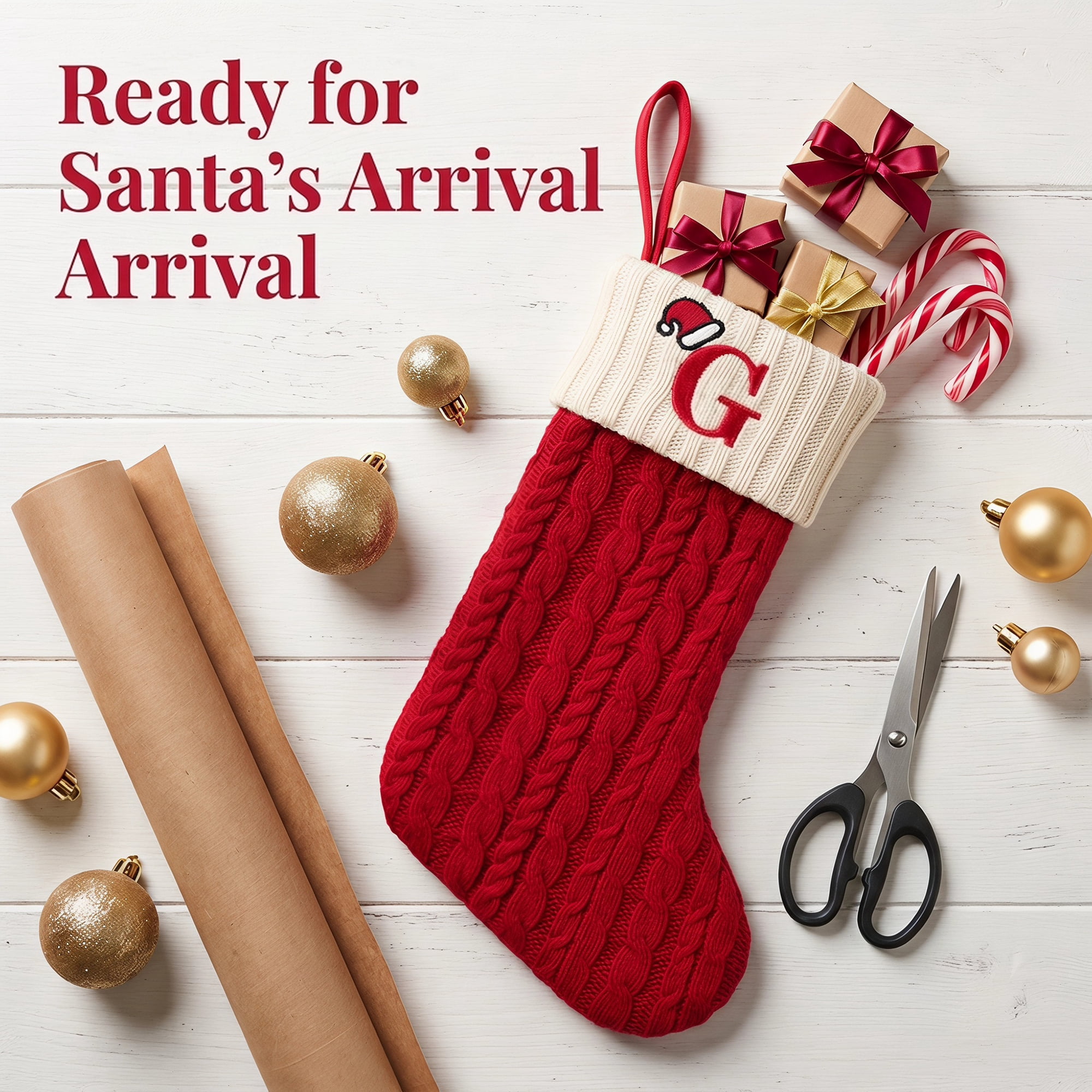 Unique Bargains Cartoon Christmas Luxury Grand Hearth Accent Stocking Letter G 8"