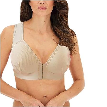 

Muxika 2 Pcs Women s Plus Size Wireless Bra Front Closure Full Cup Bras for Women Wire Free Push Up Shaping Everyday Bra with Wide Straps