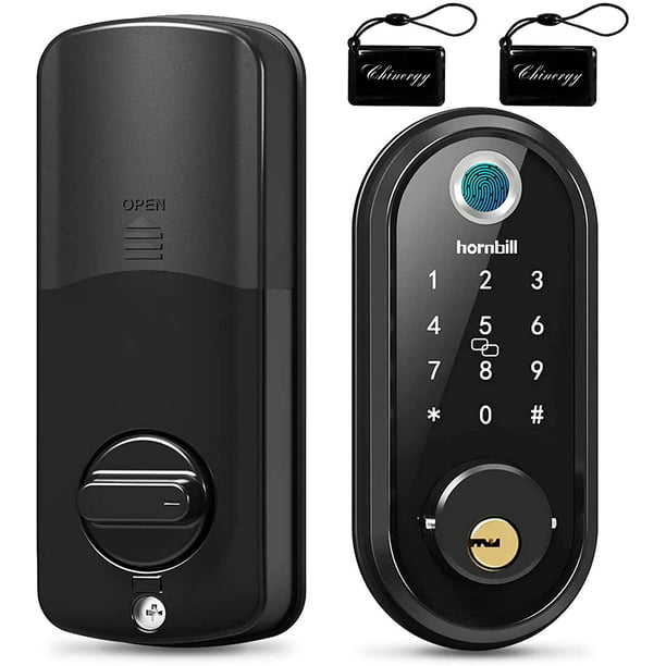 Smart Lock,hornbill Fingerprint Electronic Deadbolt Door Lock with Keypad-Bluetooth,Keyless Entry Smart Deadbolt,Free App Control,IC Card,Ekeys Sharing,Passcode,Auto Lock,Support Google Home