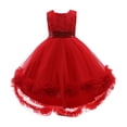 thumbnail image 1 of Vestido Para Niñas, Ropa Para Niñas Pequeñas, Vestido Para Niños Pequeños, Hilo De Red, Lazo, Fiesta De Cumpleaños, Vestido De Flores, Vestidos Para Niños, Rojo Odeerbi  LM103-3464, 1 of 5