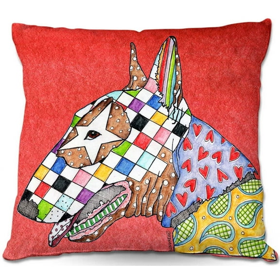 DiaNoche Designs Throw Pillows from Artist Marley Ungaro - Bull Terrier Dog Watermelon