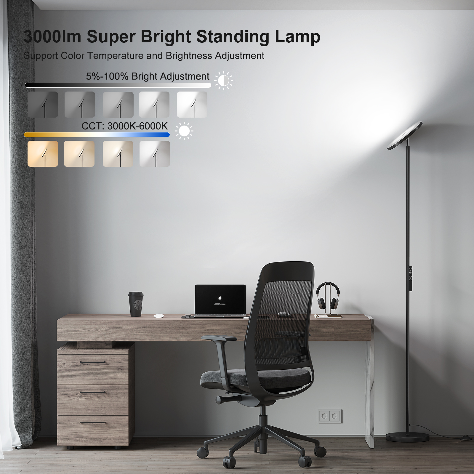 SUNMORY 69" Led Torchiere Floor Lamp with Remote Control photo 5